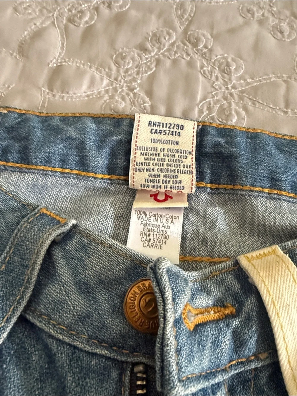 True Religion Blue Patchwork Flare Jeans - Picture 3 of 5